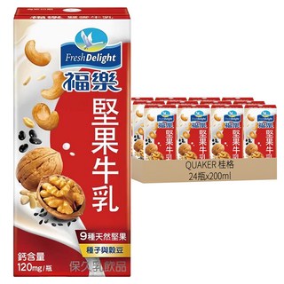 QUAKER 桂格 福樂堅果牛乳, 24瓶, 200ml