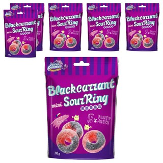 Juicee Gummee QQ軟糖 酸甜黑醋栗風味 Q彈圈造型 5%果汁, 70g, 6包