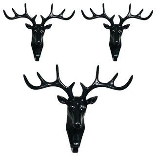 KM生活 北歐風格鹿角掛勾 - 北歐黑 59g, 3個