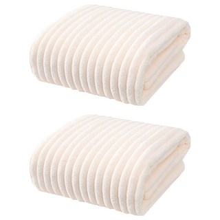 悅棉 加厚加大親膚雲朵浴巾 313g 高密度珊瑚絨 140 x 70cm, 杏仁白, 2條