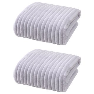 悅棉 加厚加大親膚雲朵浴巾 313g 高密度珊瑚絨 140 x 70cm, 瑪瑙灰, 2條