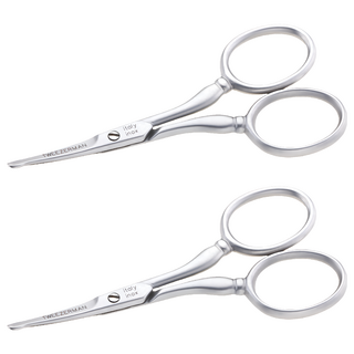 TWEEZERMAN 面部毛髮剪刀 適用於眉毛/耳朵/鼻子/面部毛髮, 2個, 銀色