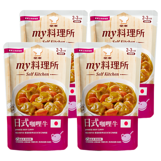 金車 my 料理所 日式咖哩牛 390g x 4袋入 (特選牛肉、豐富蔬菜、無添加), 4袋