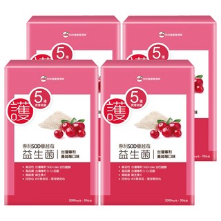 UDR SOD蔓越莓益生菌EX Set 專利活性配方 無添加香料、色素、甜味劑 SOD+A型前花青素, 30包, 3g, 4盒