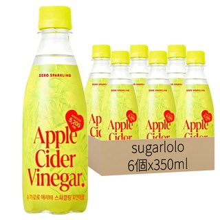 sugarlolo 蘋果醋氣泡飲 鳳梨口味, 6個, 350ml