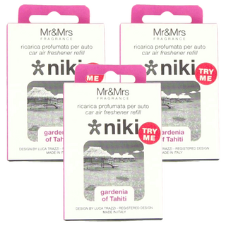 Mr&Mrs FRAGRANCE NIKI GARDENIA OF TAHITI 車用香氛補充片, 3個, 大溪地梔子花
