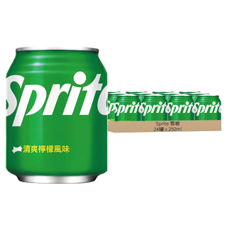 Sprite 雪碧 清爽檸檬風味, 透明氣泡 酷爽解渴, 250ml, 24罐