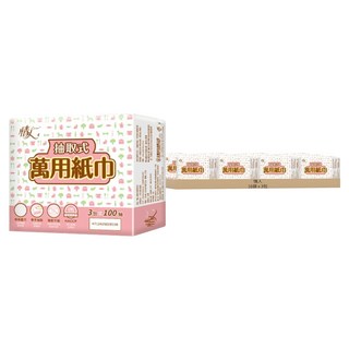 情人 抽取式萬用廚房紙巾 100張, 3包, 16袋