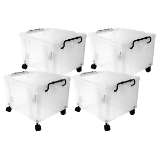 KEYWAY 聯府 耐久16型整理箱 附輪, 透明色, 4個