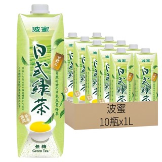 波蜜 日式無糖綠茶, 1L, 10瓶