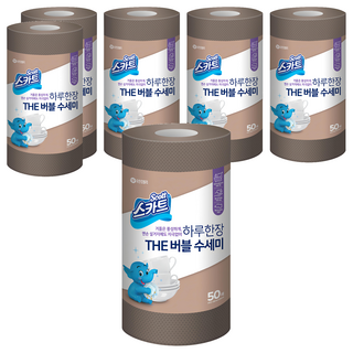 Scott 可麗舒 捲筒型拋棄式洗碗布, 棕色, 50張, 6捲