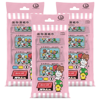 KOgi 宏瑋 太厚駕到 迷你濕紙巾 LINE FRIENDS minini款 8張, 8包, 3袋