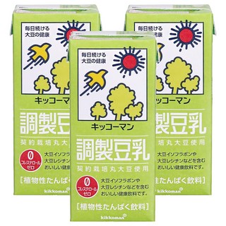 KIKKOMAN 龜甲萬 調製豆乳 植物性蛋白飲料, 1L, 3瓶