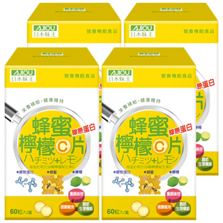 AJIOU 日本味王 膠原蜂蜜檸檬C口含片, 60顆, 4罐