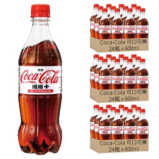 Coca-Cola 可口可樂 纖維+ 無糖配方，富含膳食纖維，促進消化, 600ml, 72瓶