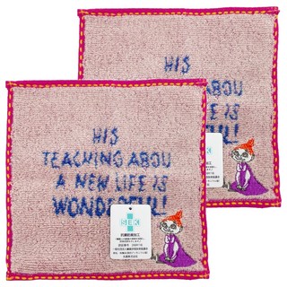 MARUSHIN 丸真 Moomin 嚕嚕米漫畫風口袋小方巾, 美寶的美夢 粉色, 2條