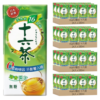 Asahi 朝日 十六茶, 經典無糖, 零咖啡因, 清香回甘, 330ml, 96入