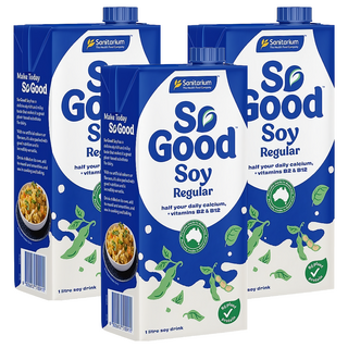 So Good Basic系列 原味豆奶 植物奶 全素可食, 3瓶, 1L