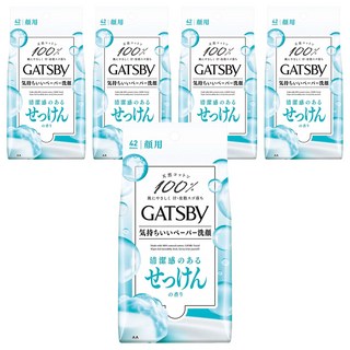 GATSBy 涼感濕紙巾 皂香型, 5包, 42張
