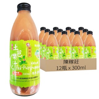 陳稼莊 即飲紅心土芭樂汁, 無添加起雲劑, 無額外添加糖分, 300ml, 12瓶