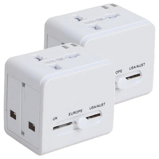 DTAudio 1500W萬國旅行充 帶USB-A/多國插座 寬電壓設計, 6cm, 白色, 2個