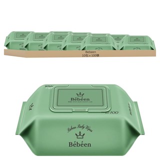 Bebeen Light Baby 掀蓋式嬰兒濕巾 Set 10包, 黑接骨木花萃取, 無香味無酒精, 99%純淨RO超純水, EWG 1級成分, 100張