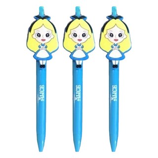德德小品集 DISNEY造型自動原子筆 - 0.38mm黑色筆芯 韓國製, 艾莉絲 藍色, 3支