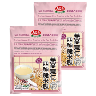 馬玉山 燕麥薏仁四神糙米麩, 無添加糖, 全素食, 480g, 2包