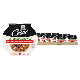 Cesar 西莎 鮮肉主食碗 胡蘿蔔 + 紫薯, 牛肉+蔬菜, 10個, 85g