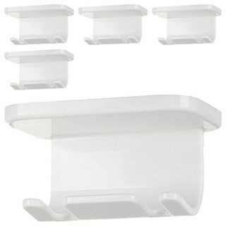 FaSoLa 創意吸頂牙刷架 5個 白色 浴室收納 免釘吸附 雙掛鉤設計, 7.6 x 5 x 4.1cm
