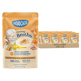 MOOCHIE 姆吉 熱浪椰島全年齡貓湯包系列, 鮭魚柴魚, 40g, 16包