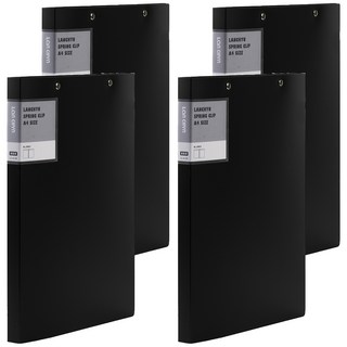 Lan CHYn 連勤牌文具 PP 馬卡龍色系彈簧夾 雙上 LC-612D K, 黑色, 4本