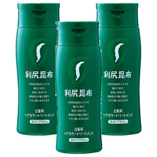 Sastty 利尻昆布 白髮專用 染髮護髮乳 94%植物成分 無PPD/矽靈/二胺 日本製造, 淡棕色, 3瓶