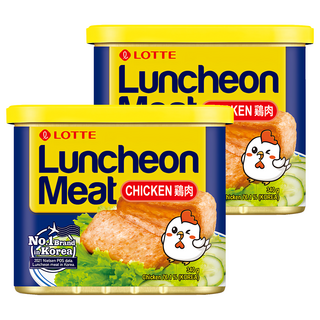 LOTTE 樂天 雞肉午餐肉 原味, 340g, 韓國No.1品牌, 2罐