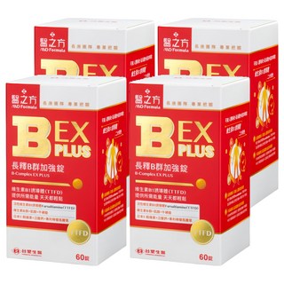 台塑生醫 MD Formula 醫之方 長釋B群EX PLUS加強錠 促進代謝 增強體力, 60顆, 600mg, 600ml, 4罐