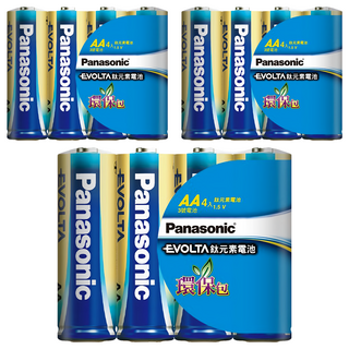 Panasonic 台灣公司貨 Evolta 鈦元素鹼性電池 環保包 3號, 4顆, 3組