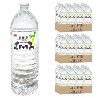 RICO 紅牌 埔里竹炭水, 1.5L, 36瓶