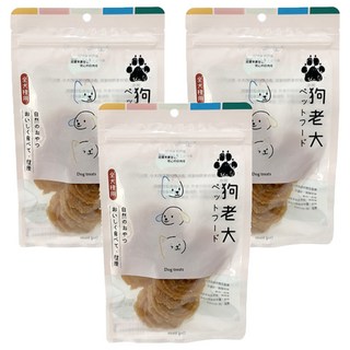 狗老大 寵物零食, 3包, 芝麻雞腿圓片, 100g