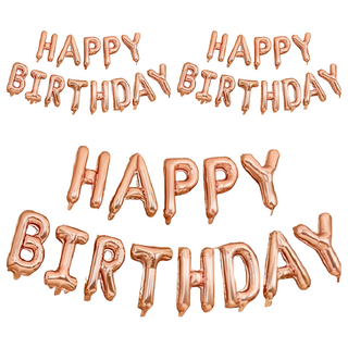 生活King 可懸掛生日快樂字母氣球 HAPPY BIRTHDAY Set, 立體氣球 慶生派對裝飾, 玫瑰金, 3組