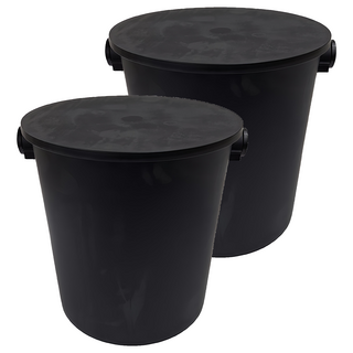 JEJ ASTAGE 手提耐重收納桶 附蓋 15L 日本製造 耐重150kg 水桶 座椅, 黑色, 2個