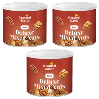 O'natural 歐納丘 Deluxe 典藏五堅果, 低溫烘焙, 富含膳食纖維, 150g, 3罐