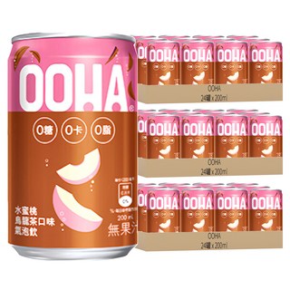OOHA 氣泡飲 水蜜桃烏龍茶 迷你罐, 200ml, 72罐