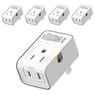 POLYWELL 寶利威爾 帶開關3變2節能插頭 PW15-T05-A025, 灰色 + 白色, 5個