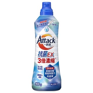 Attack 一匙靈 台灣公司貨 抗菌EX 3倍濃縮科技潔淨洗衣精, 800g, 1瓶