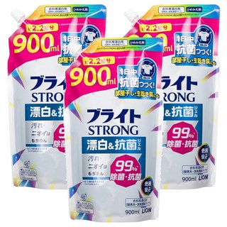 LION 獅王 STRONG 強效去污漂白劑補充包 900ml, 3包