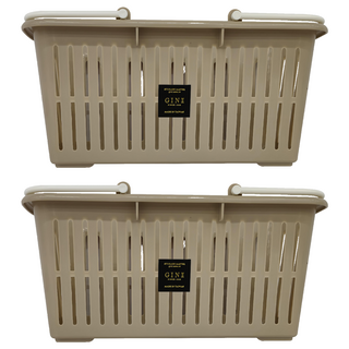 GINI 3134 多功能野餐方形提籃 L29.5xW15.5xH14.7cm, 奶茶色, 2個