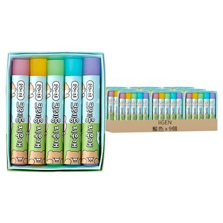 iiGEN Sundeok Crew 蠟筆橡皮擦 5入, 藍色, 9個