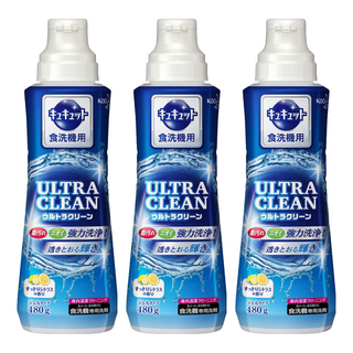 Kao 花王 Cucute 珂珂透 洗碗機用超潔淨配方 Ultra Clean 強力清潔 去油漬去異味 柑橘香味, 480g, 3瓶