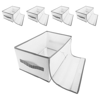 Reddot 紅點生活 防塵衣物分隔收納盒 升級加蓋款 無格, 白色/透明色, 5個