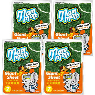 MM象 泰式烤海苔 香烤魷魚口味 大片 7入, 42g, 4袋